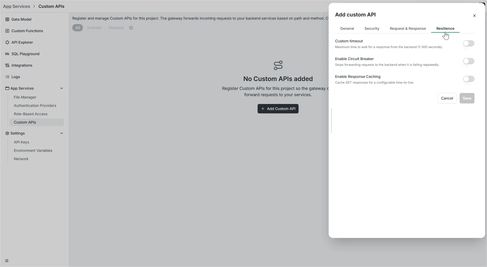 Resilience and Reliability Settings